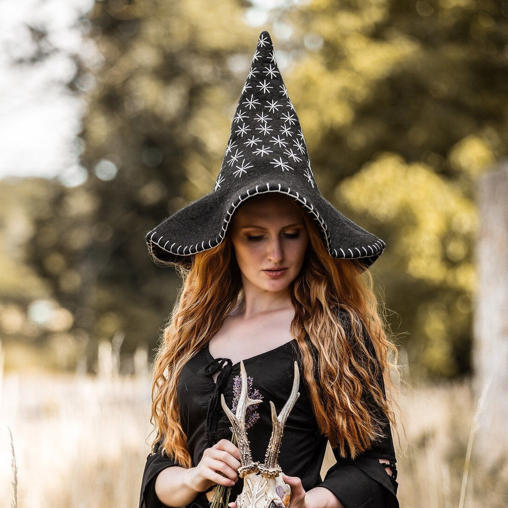 Star Witch Hat – Wool Felt Witch Hat with Stars