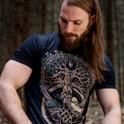 OM3® Yggdrasil Tree-of-Life Men's T-Shirt Vikings Viking Symbol Nordic Warrior S - 5XL, white (#4690 OM3® Yggdrasil Tree-of-Life Men's T-Shirt Vikings Viking Symbol Nordic Warrior S - 5XL, white (#4690