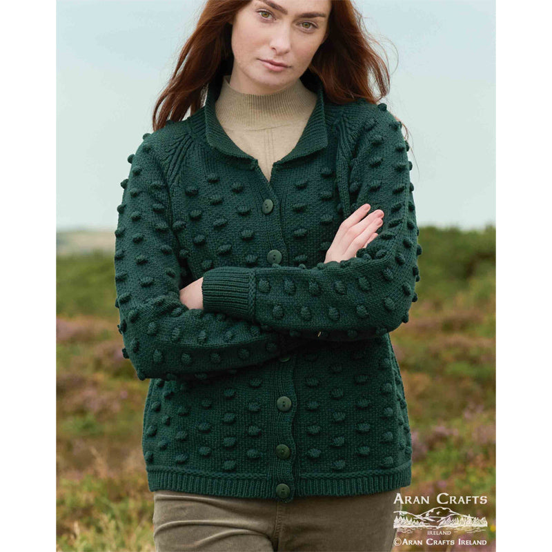 Irish Popcorn Stitch Cardigan Sweater