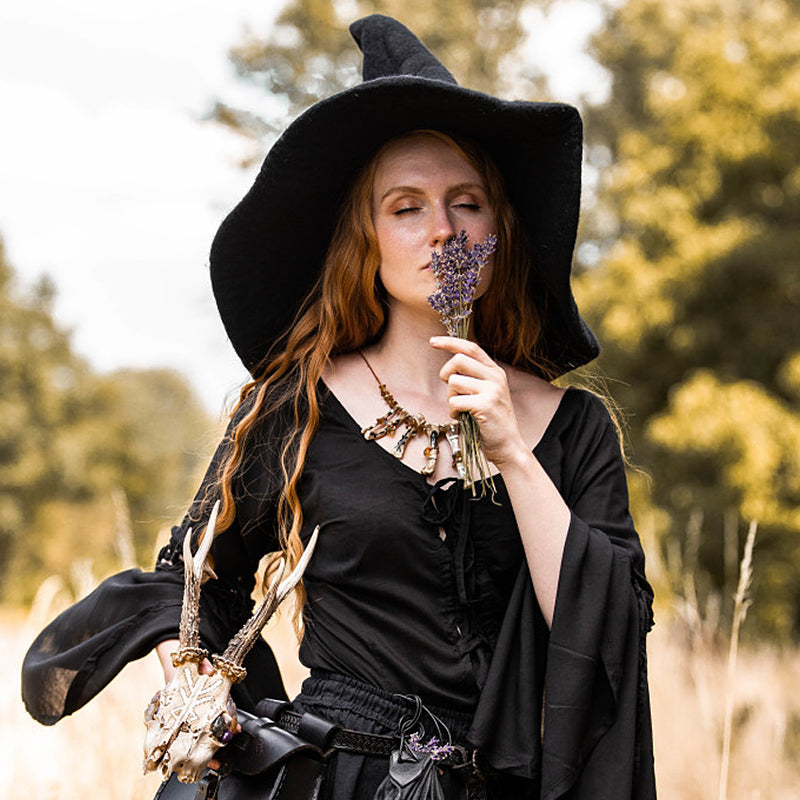 Black 'Curly' Witch Hat - Wool