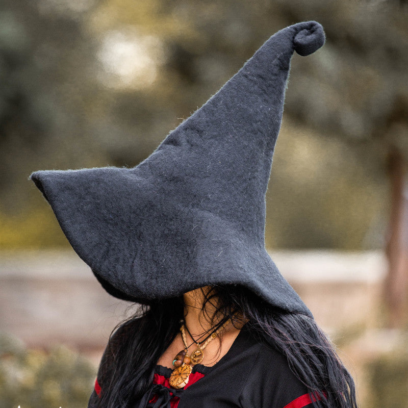 Black 'Curly' Witch Hat - Wool