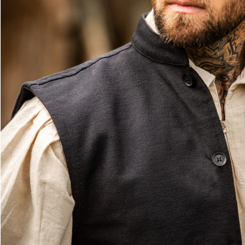 Black Hand Woven Vest - Cotton