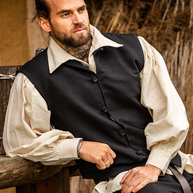 Black Hand Woven Vest - Cotton