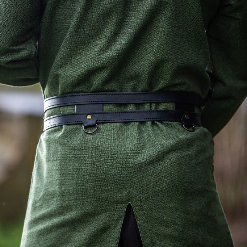 Black Leather Double Wide Belt