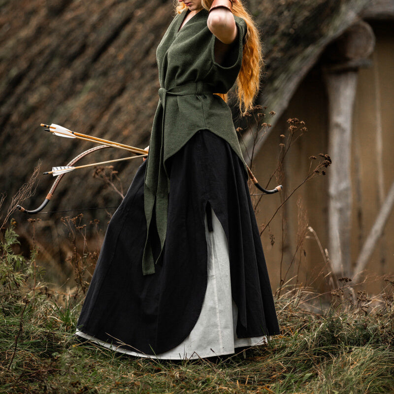 Black/Natural Medieval Skirt - Cotton/Linen