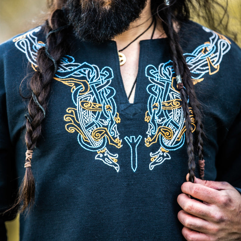 Black Tunic w/ Embroidery - Cotton