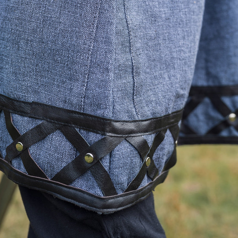 Blue Leather Enhanced Medieval Tunic - Cotton