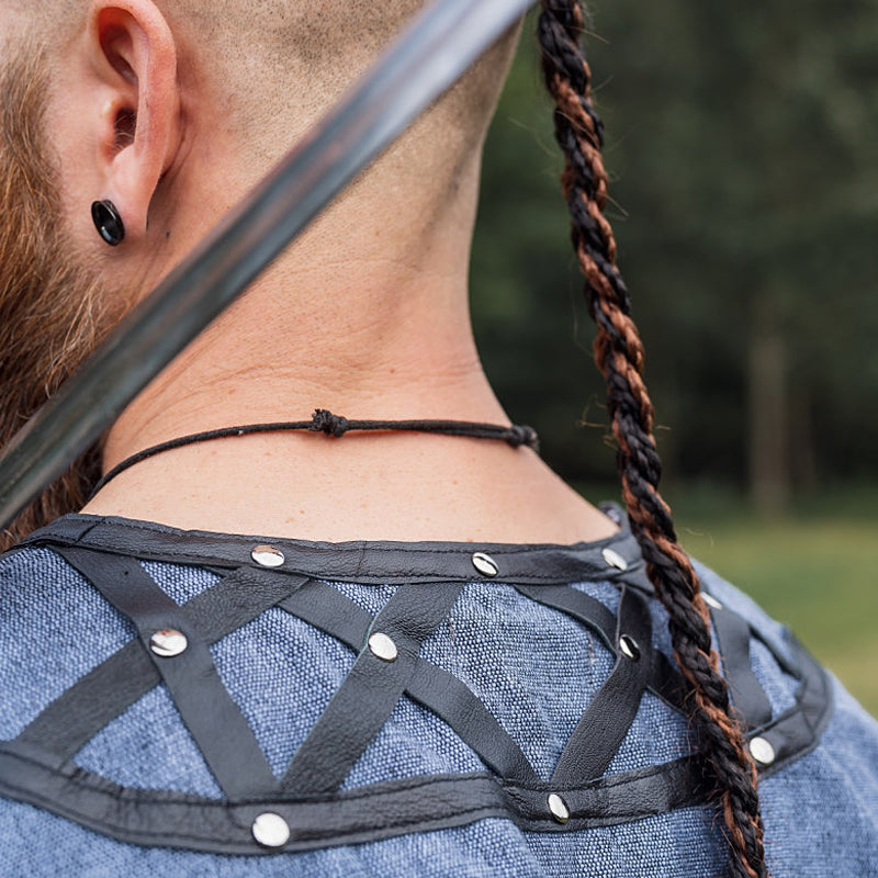 Blue Leather Enhanced Medieval Tunic - Cotton