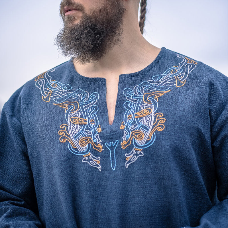 Blue Tunic w/ Embroidery - Cotton