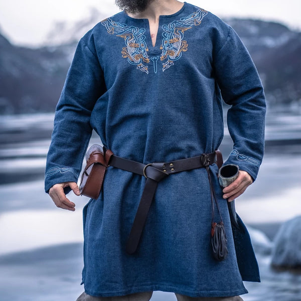 Blue Tunic w/ Embroidery - Cotton