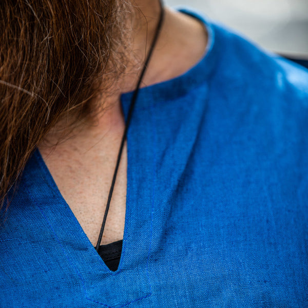 Blue Linen Vest by Tux Parkin