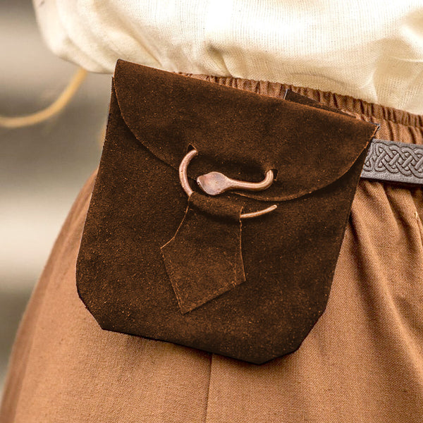 Brown Suede Leather Belt Bag / Pouch | Medieval / Cosplay / LARP