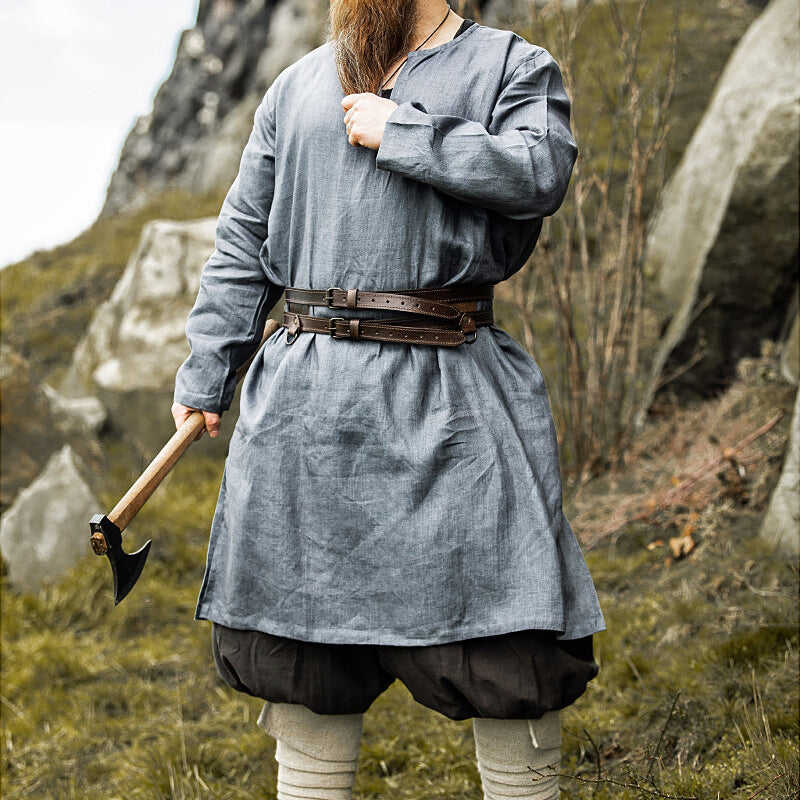 Dark Brown Leather Double Wide Belt