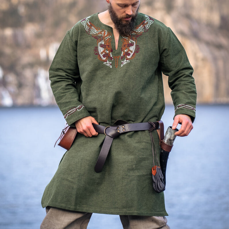 Green Tunic w/ Embroidery - Cotton