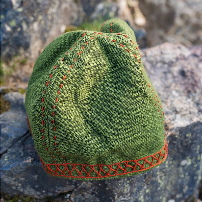 Green Viking Cap w/ Embroidery - Cotton