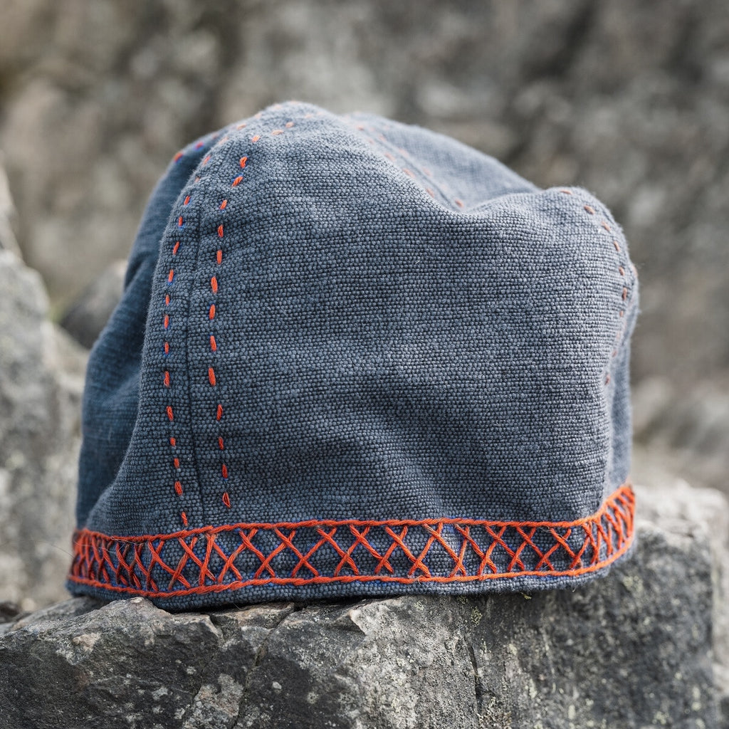 Greyish Blue Viking Cap w/ Embroidery