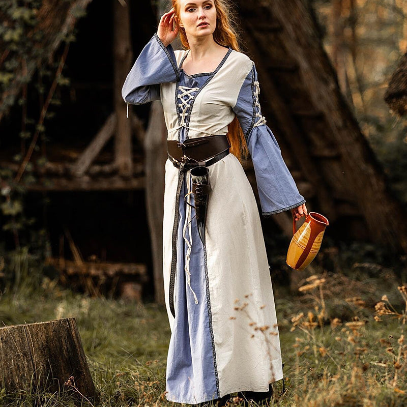 Natural / Blue Medieval Dress