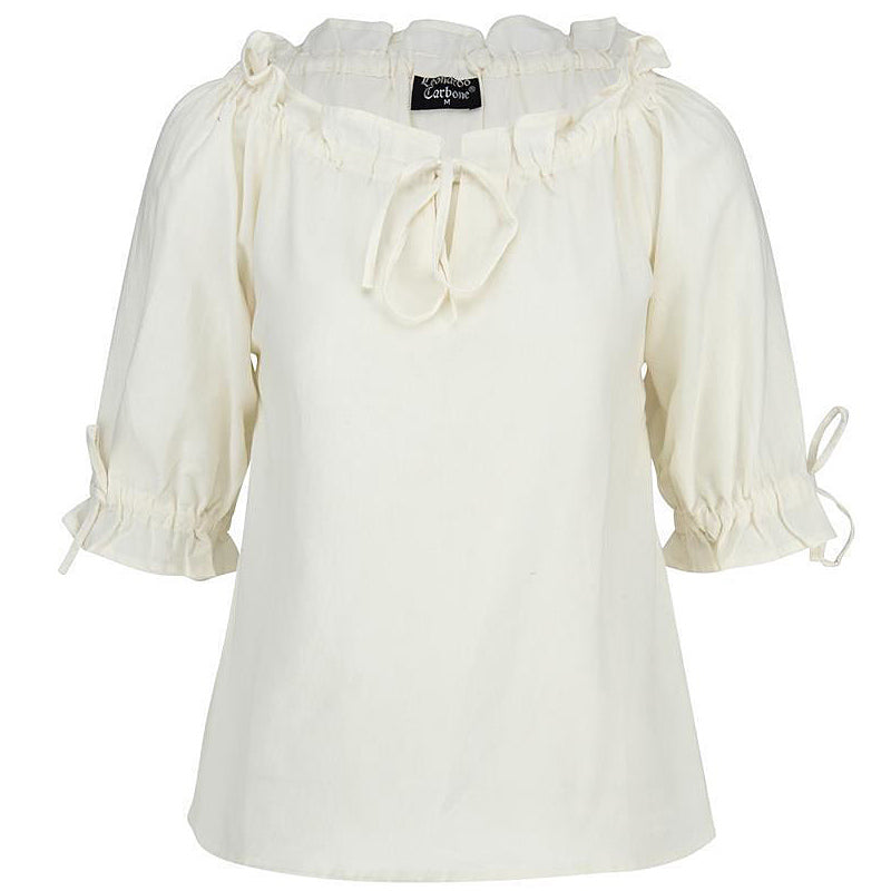 Natural Short Sleeve Medieval Blouse - Cotton