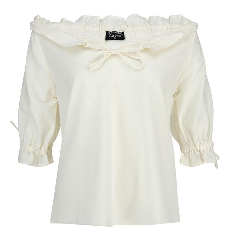 Natural Short Sleeve Medieval Blouse - Cotton