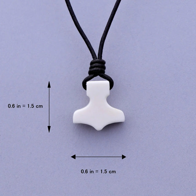 Small Handmade Mjolnir Necklace - Bone