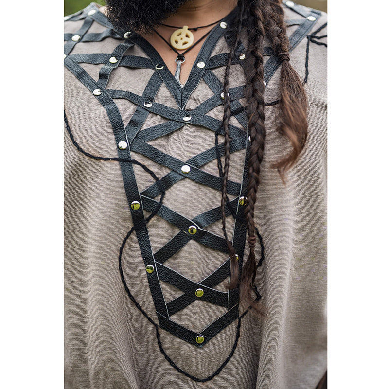 Tan Leather Enhanced Medieval Tunic - Cotton