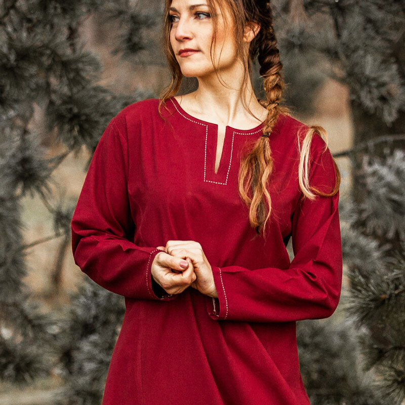 Red Underdress w/ Stitching - Cotton