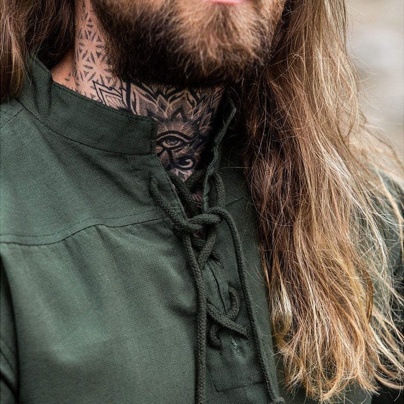 Green Short Sleeved Medieval Shirt - Soft Cotton