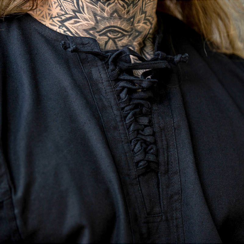 Black Simple Cut Medieval Shirt - Cotton