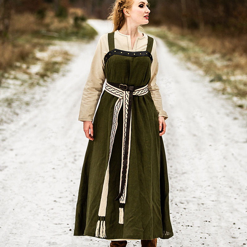 Green Overdress / Apron Dress - Linen