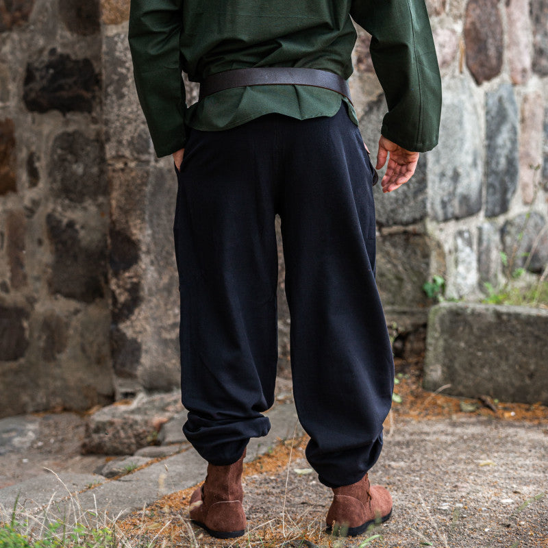 Black Wide Cut Medieval Pants - Cotton