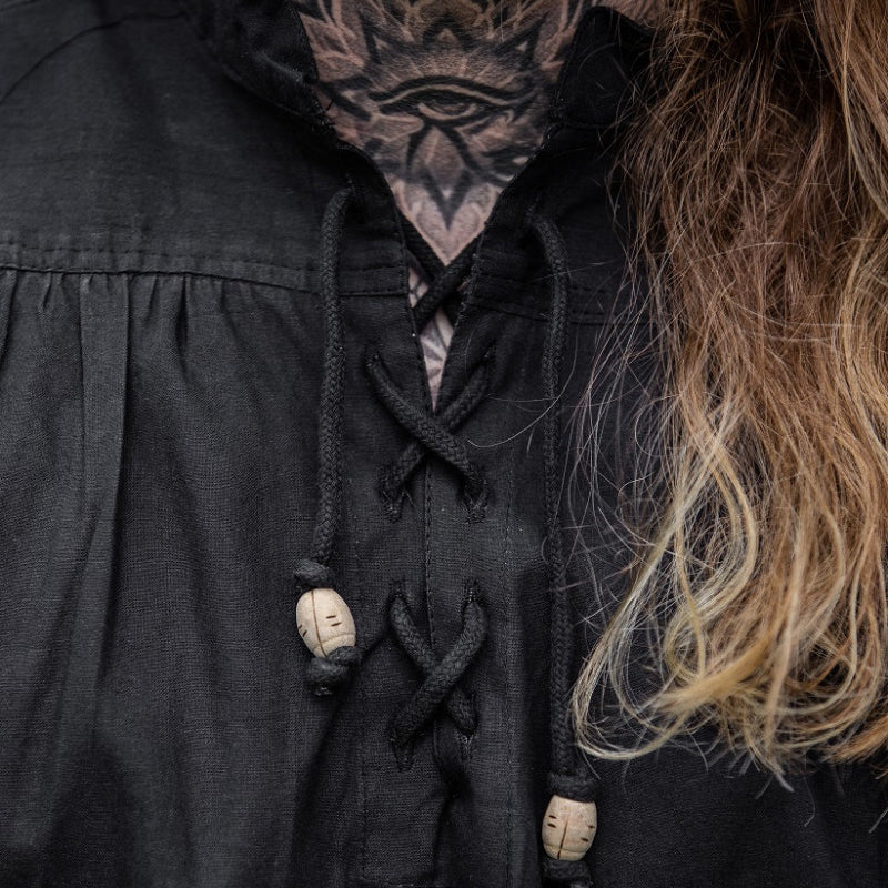 Black Sleeveless Medieval Shirt - Cotton
