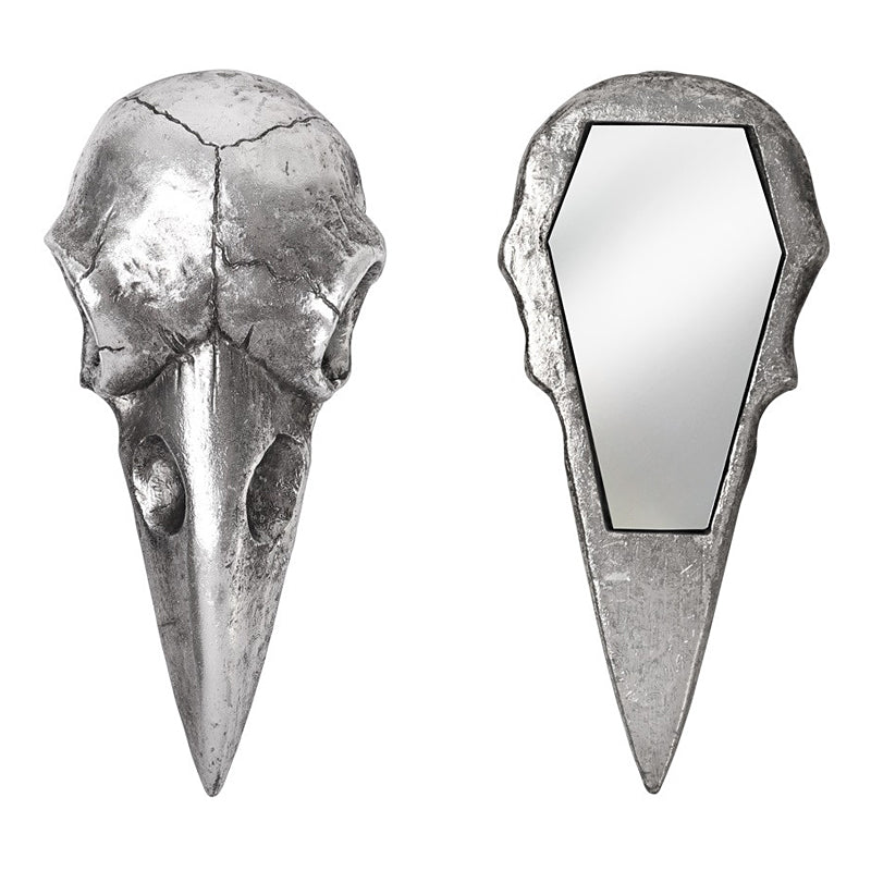 Raven Skull Hand Mirror - Silver