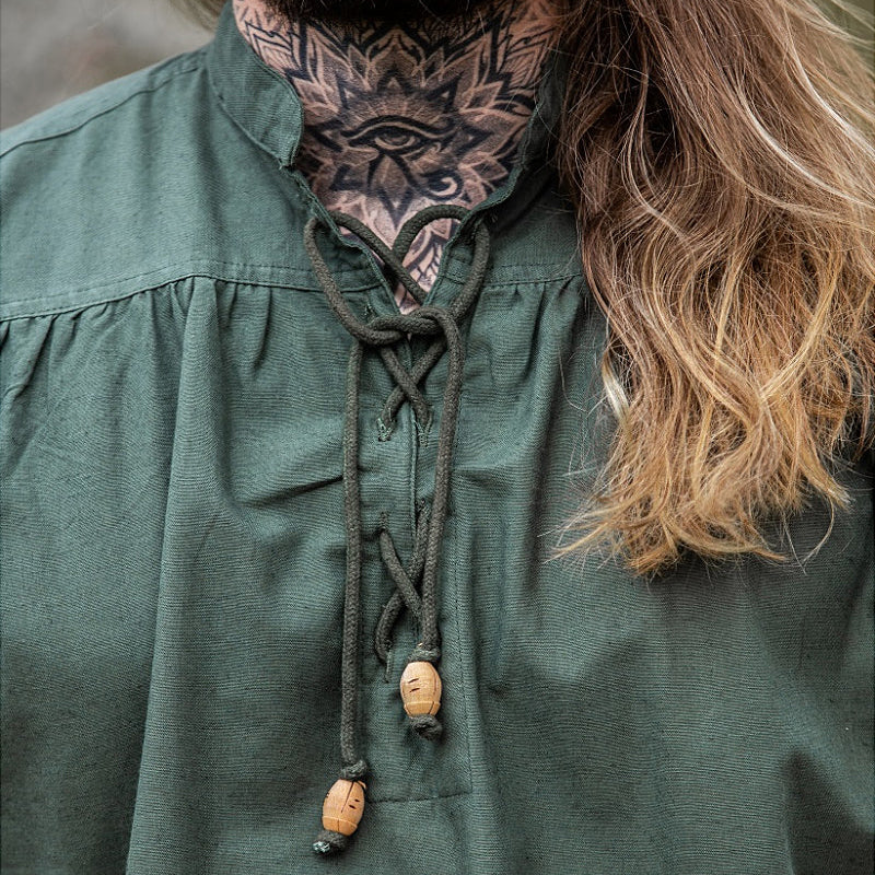 Green Sleeveless Medieval Shirt - Cotton
