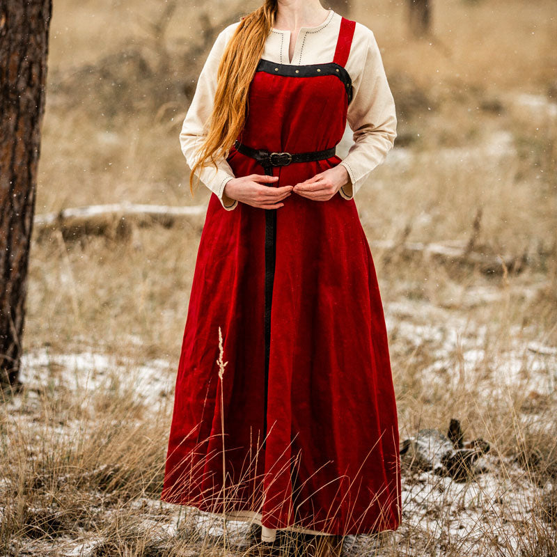 Red Overdress / Apron Dress - Linen