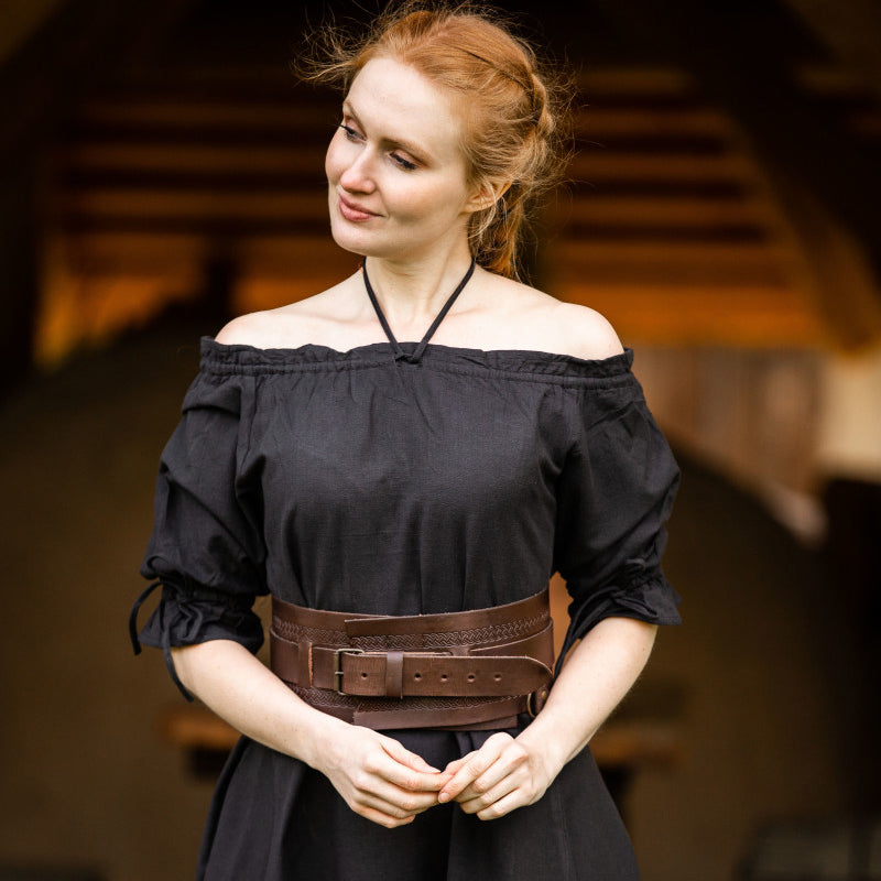 Black Short Sleeve Medieval Dress - Cotton