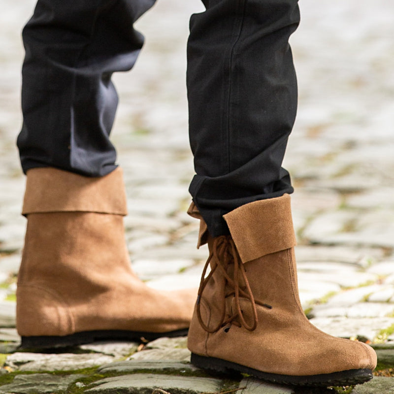 Suede Folded Top Boots