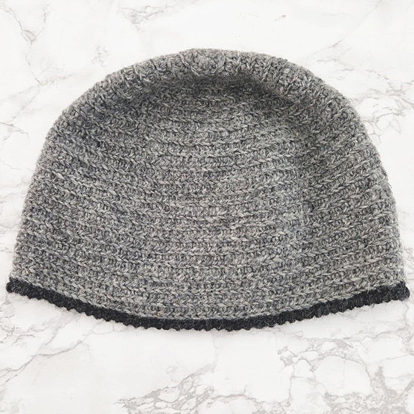 Grey Nailbinding Hat / Cap - Wool