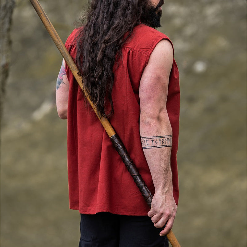 Red Sleeveless Medieval Shirt - Cotton