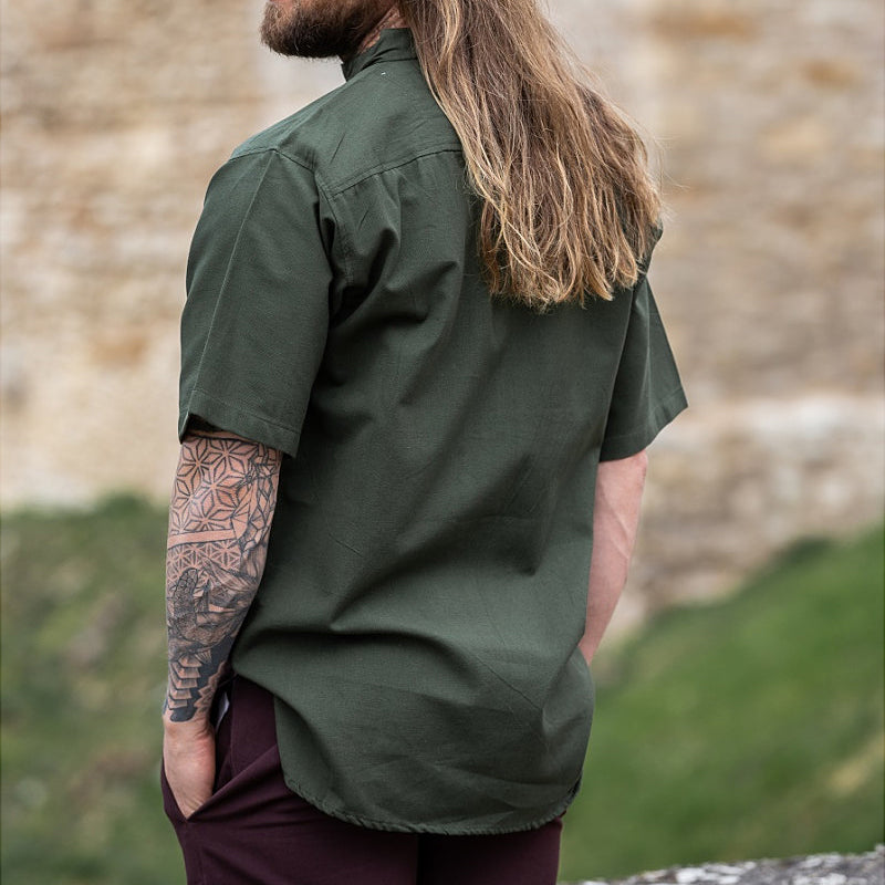 Green Short Sleeved Medieval Shirt - Soft Cotton