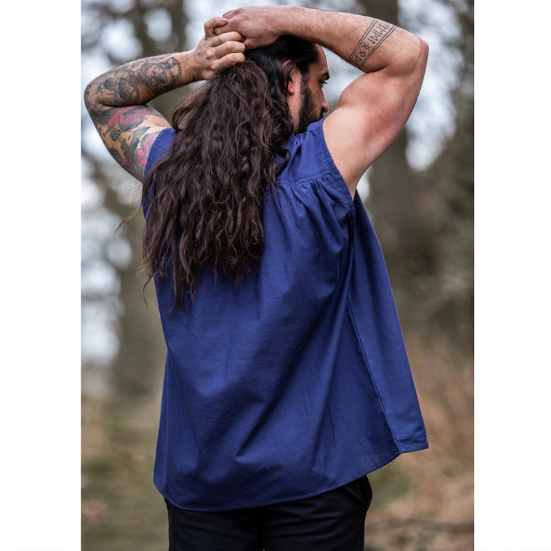 Blue Sleeveless Medieval Shirt - Cotton