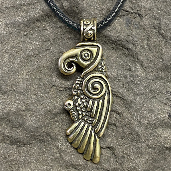 Norse Raven Pendant - Bronze