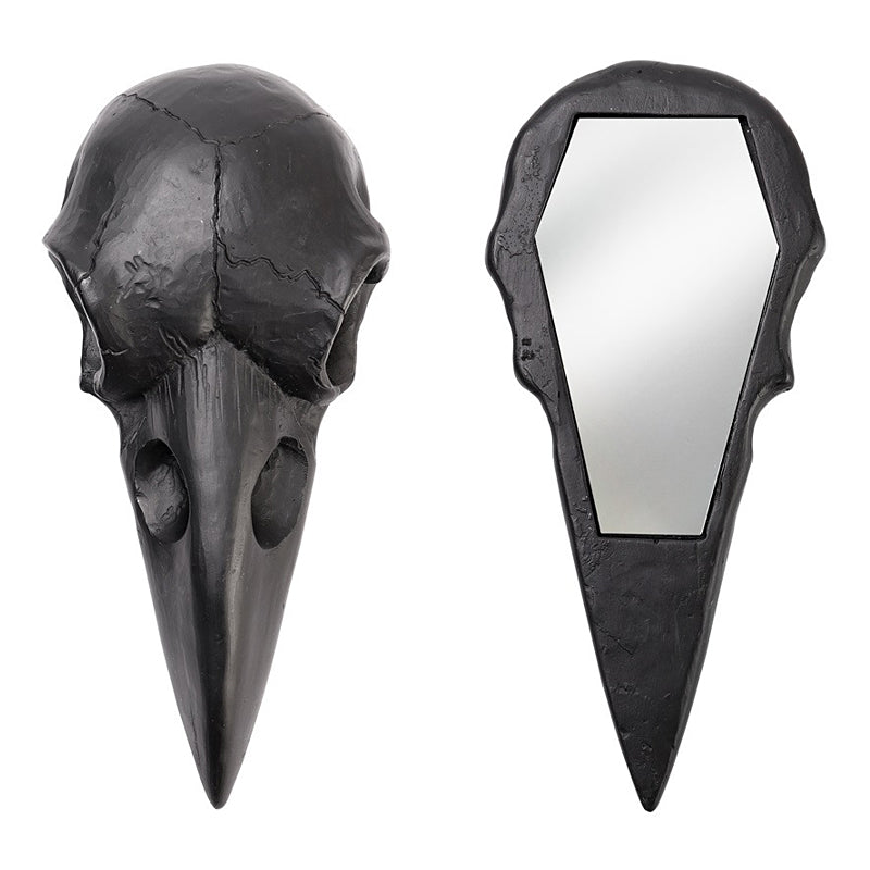 Raven Skull Hand Mirror - Black