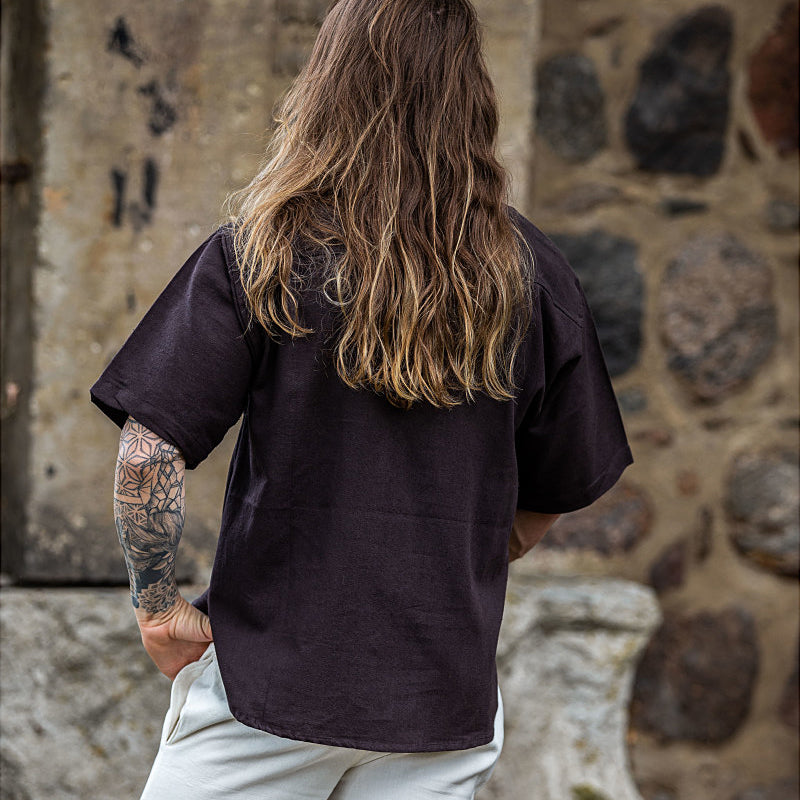 Brown Short Sleeved Medieval Shirt - Soft Cotton