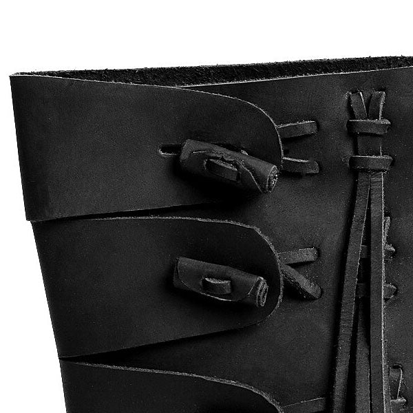 Black Leather High Viking Boots
