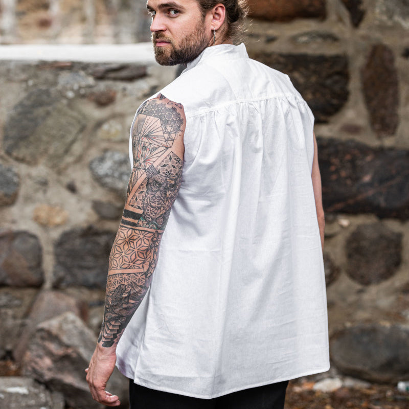 White Sleeveless Medieval Shirt - Cotton