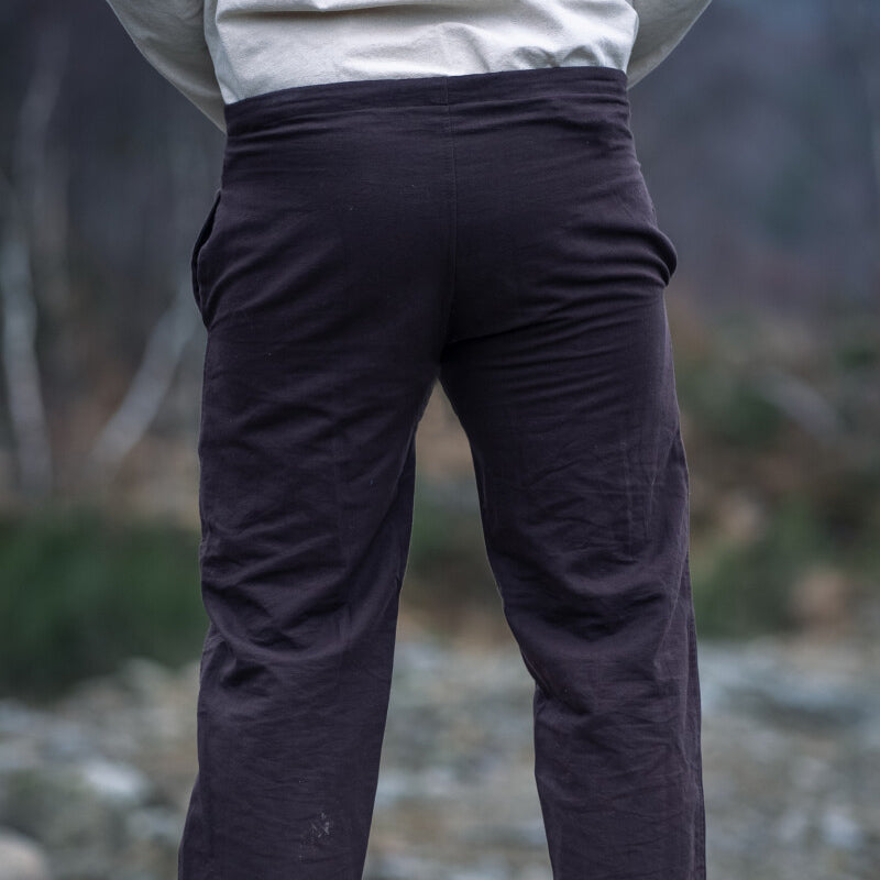 Dark Brown Embroidered Pants - Cotton