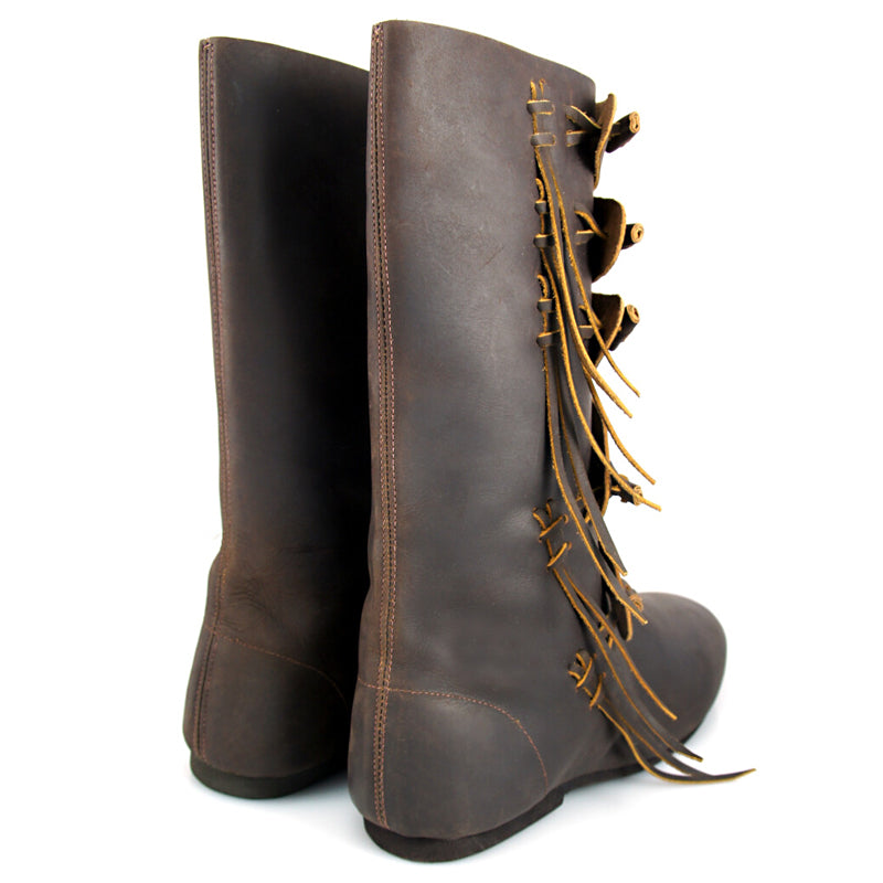 Dark Brown Leather High Viking Boots