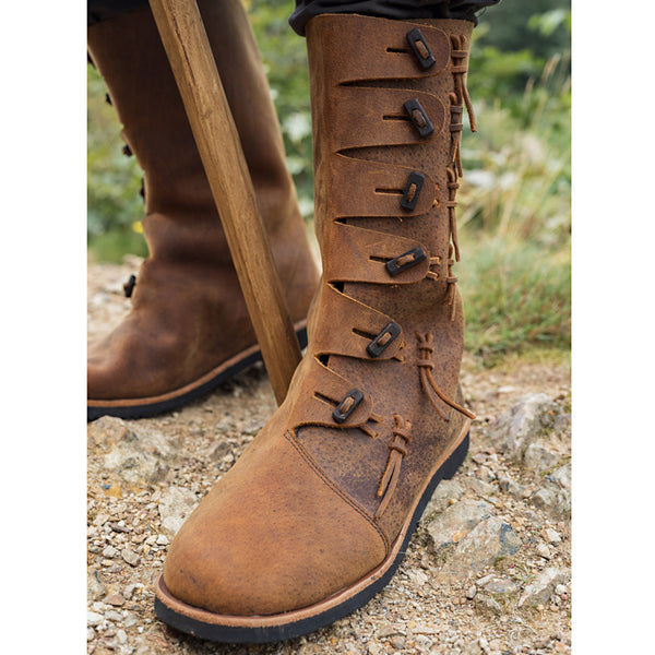 Brown Leather High / Tall Viking Boots | Calf Height  display picture 1