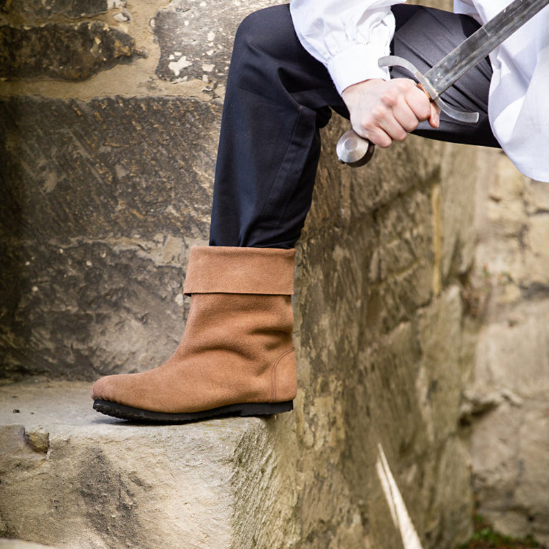 Suede Folded Top Boots