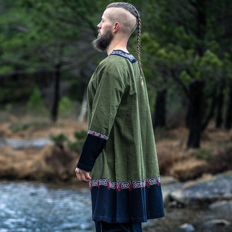 Green and Black Tunic w/ Embroidery - Cotton